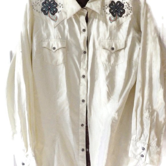 TWENTY X Western Shirt/ Fitted/Embroidery/ Metal Studs/ Wrangler/ LARGE - Picture 3 of 11